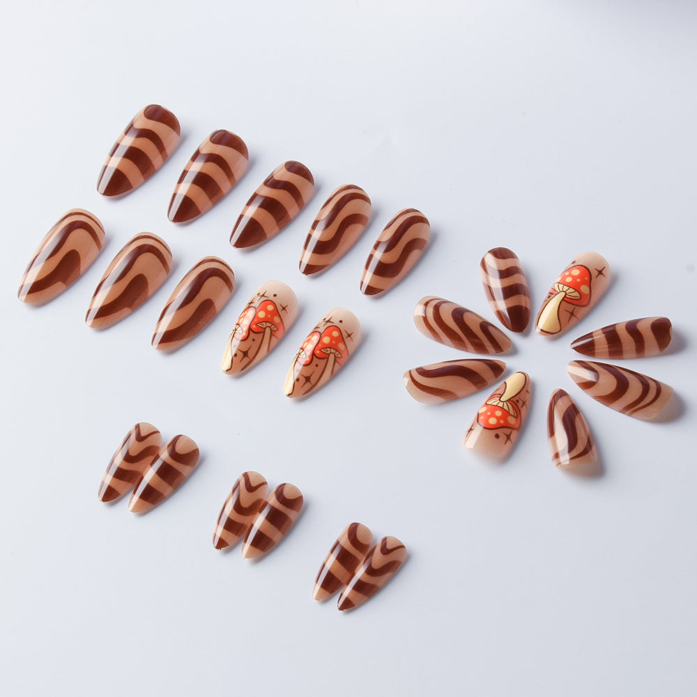 Artistic Press-On Nails with Mushroom Design Kalsten