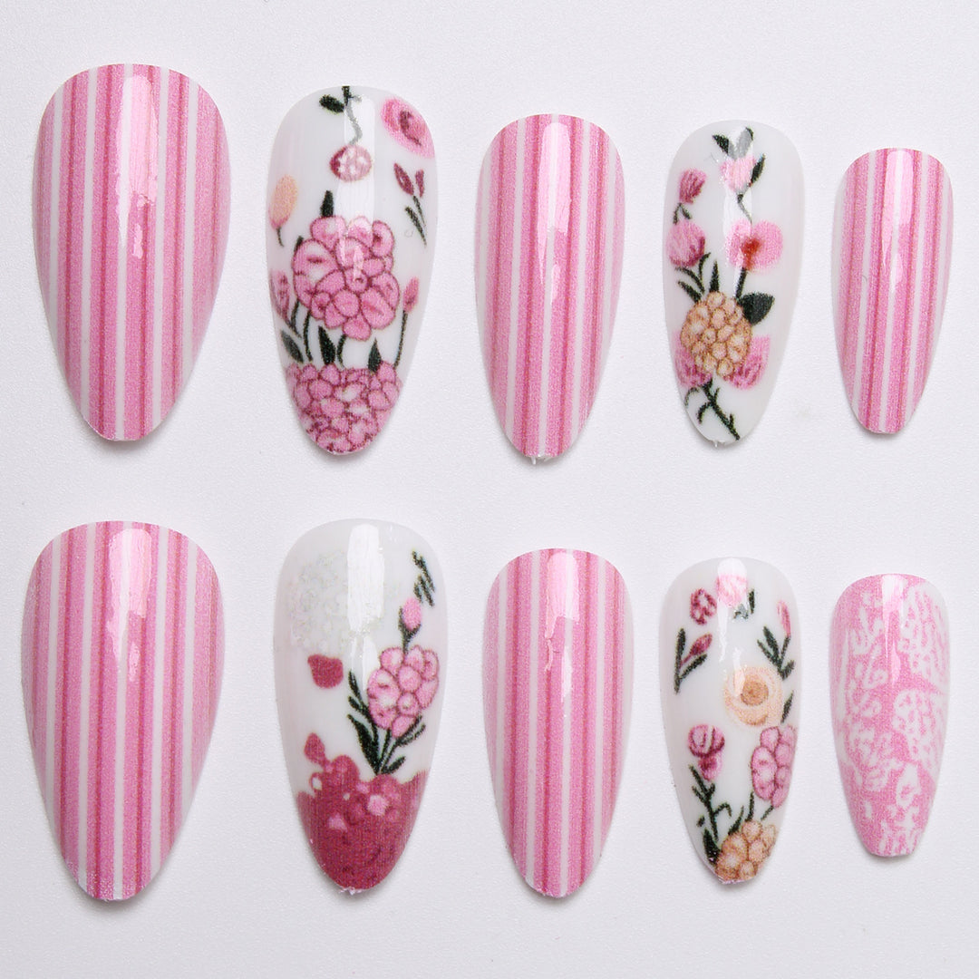 Artificial nails with floral 3D decorations Kalsten