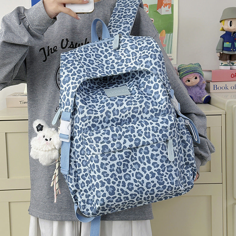 Playful Leopard Print School Backpack Kalsten