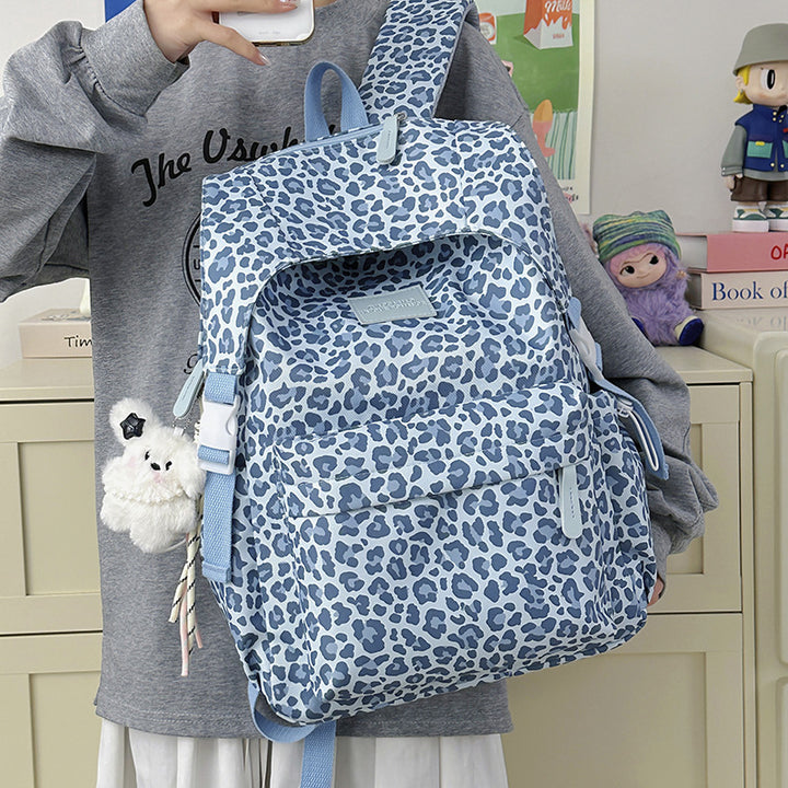 Playful Leopard Print School Backpack Kalsten