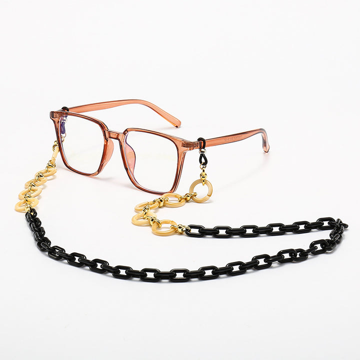 Fashionable Square Frame Glasses with Decorative Chain Kalsten