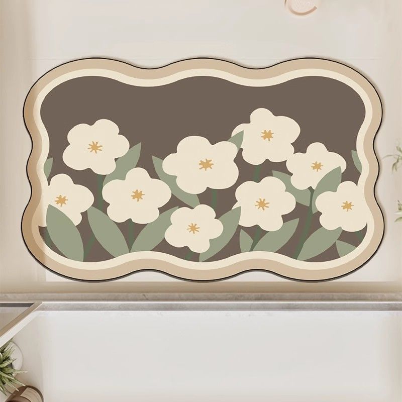 Absorbent Floral Print Bath Mat Kalsten