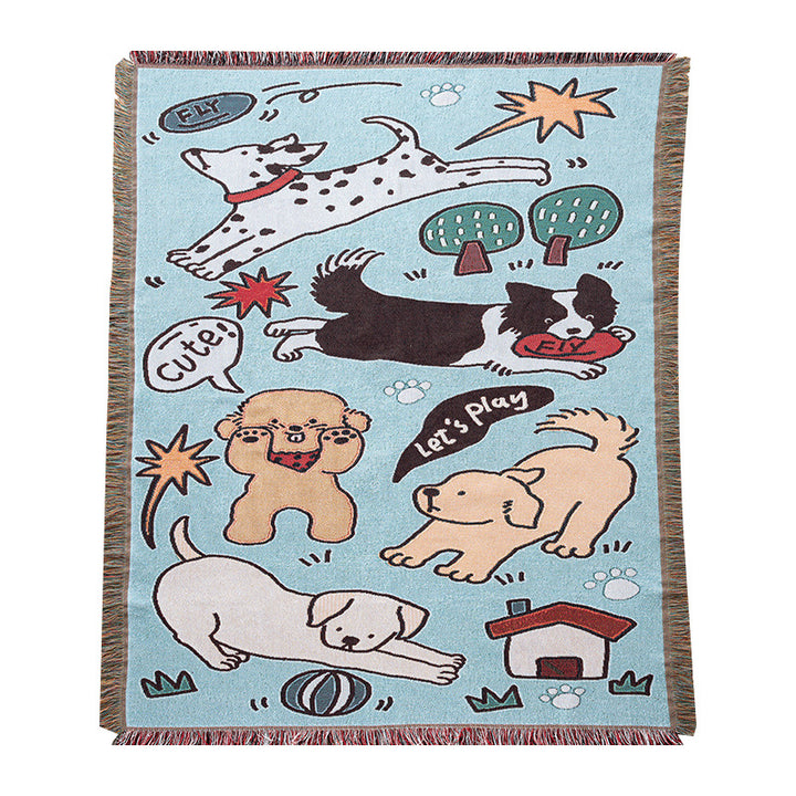 Playful Dog-Themed Throw Blanket