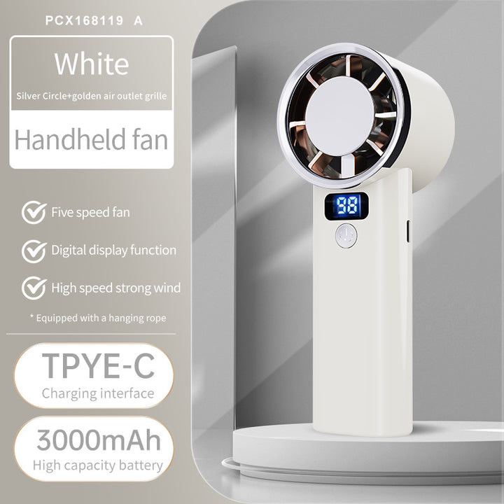 Ladies portable hand fan with digital display and five speed settings Kalsten