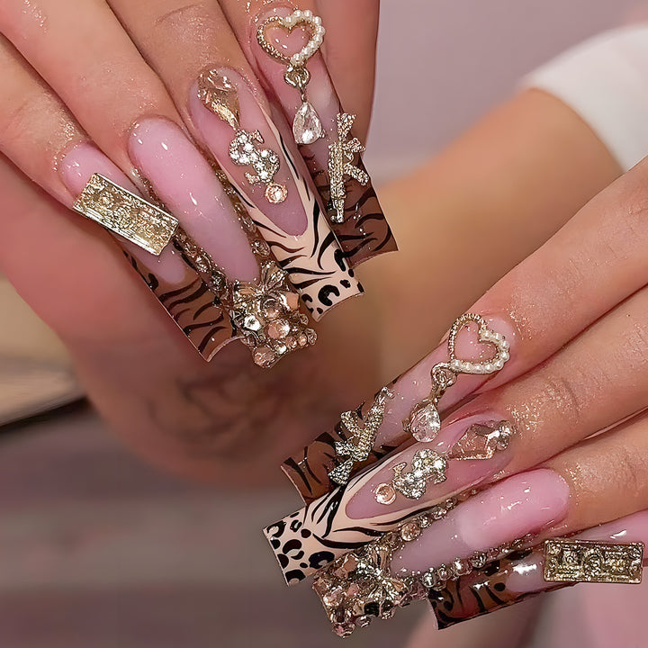 Glamorous Stiletto Press-On Nails with Decorative Accents Kalsten