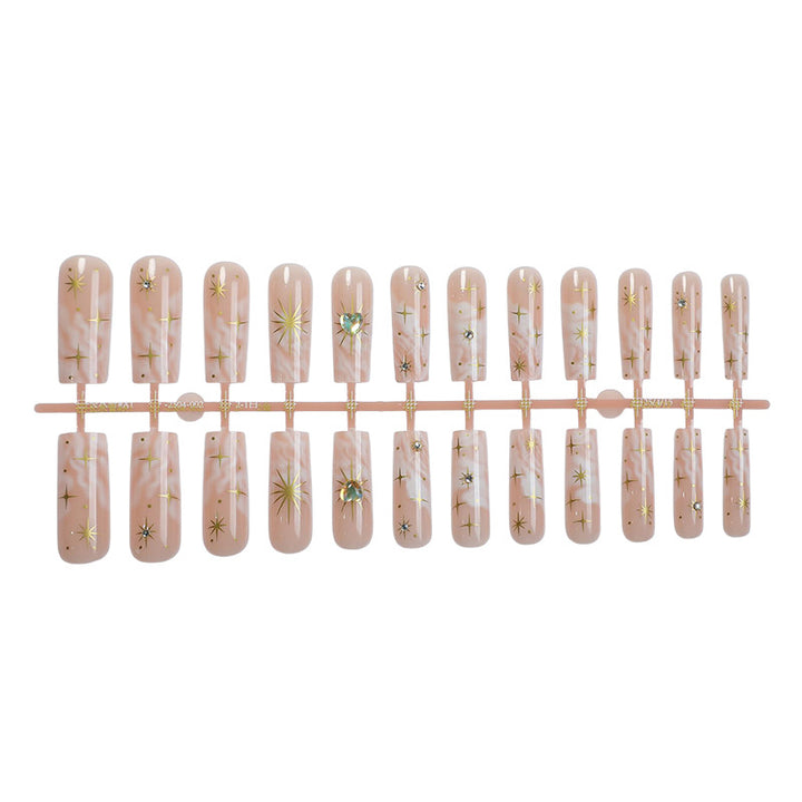 Artistic Press-On Nail Set with Floral and Gem Accents kalsten