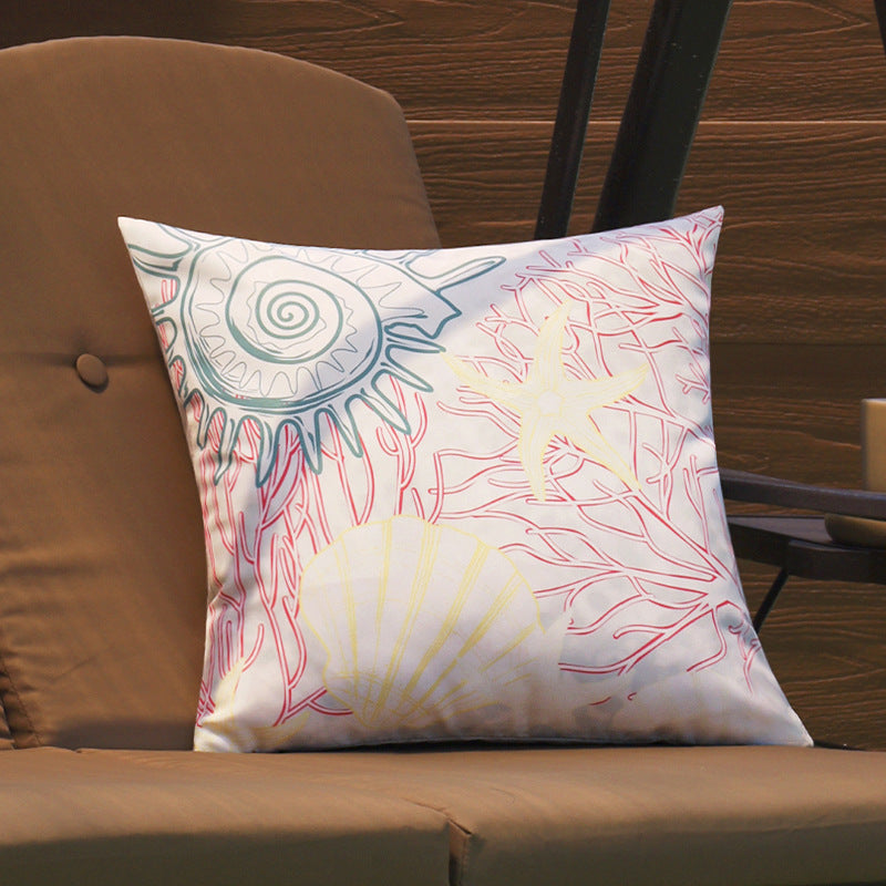 Square outdoor cushion cover with large starfish design made of water-repellent polyester Kalsten
