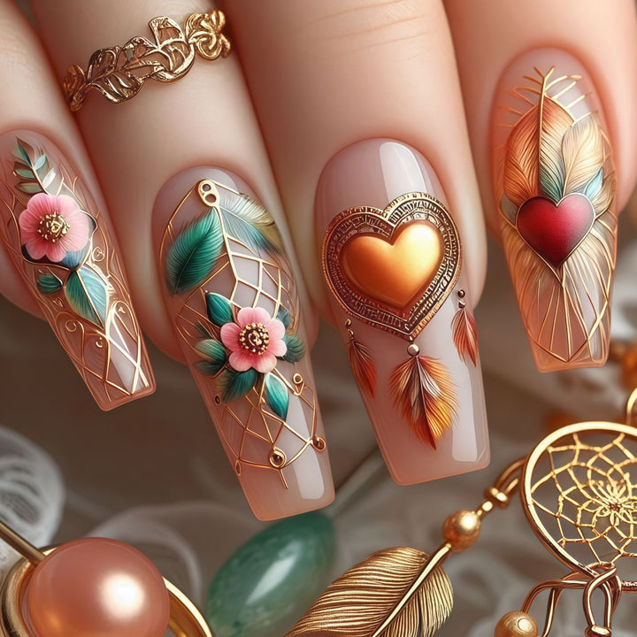 Creative artificial nails with floral and romantic design Kalsten