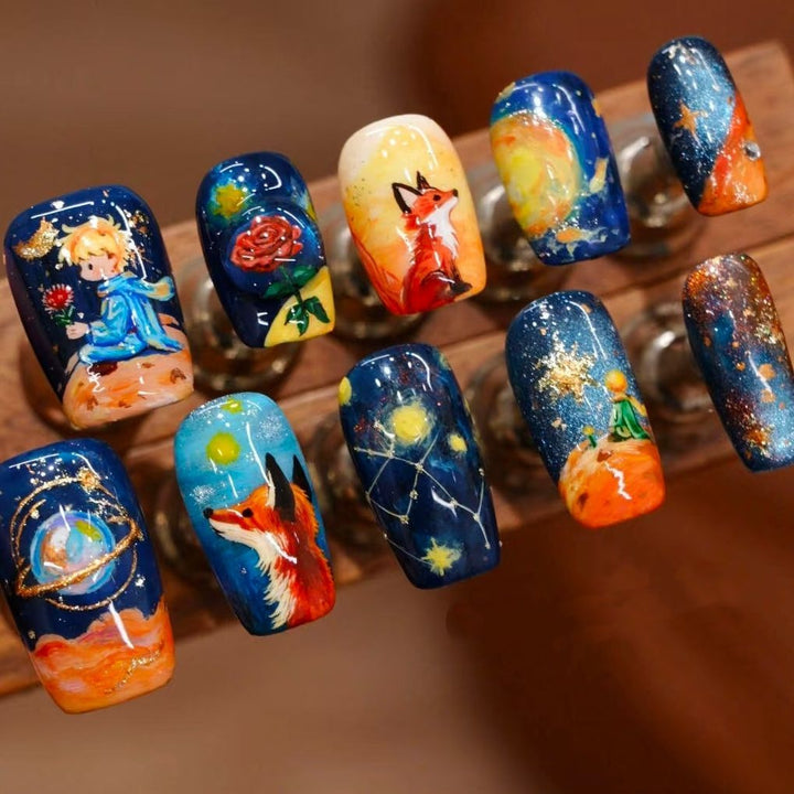 Artistic Starry Night Press-On Nail Art Kalsten