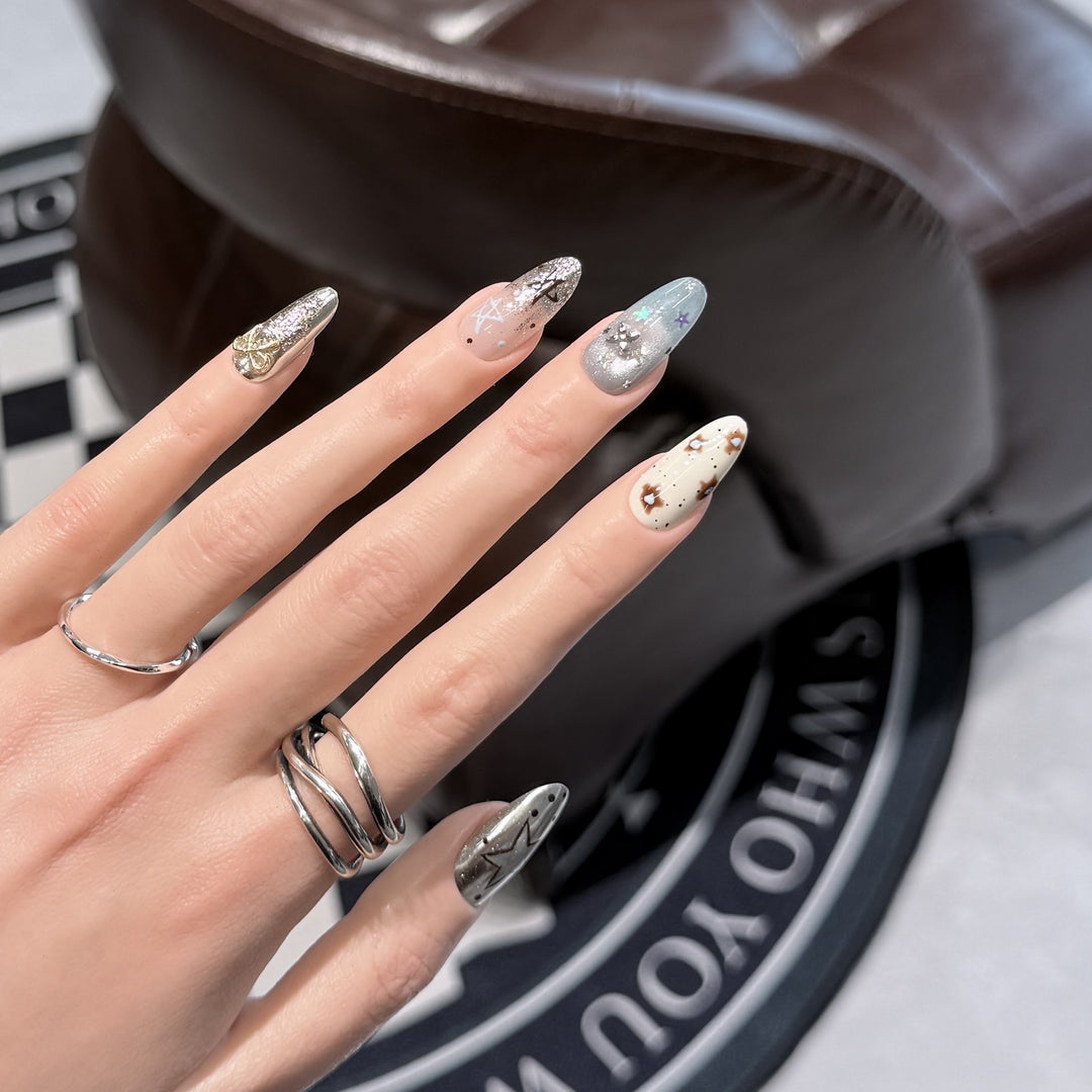 Artistic Stiletto Press-On Nail Set with Unique Aesthetic Designs Kalsten