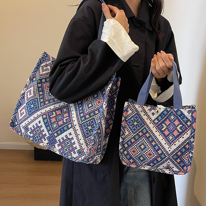 Handcrafted Geometric Patterned Tote Bag