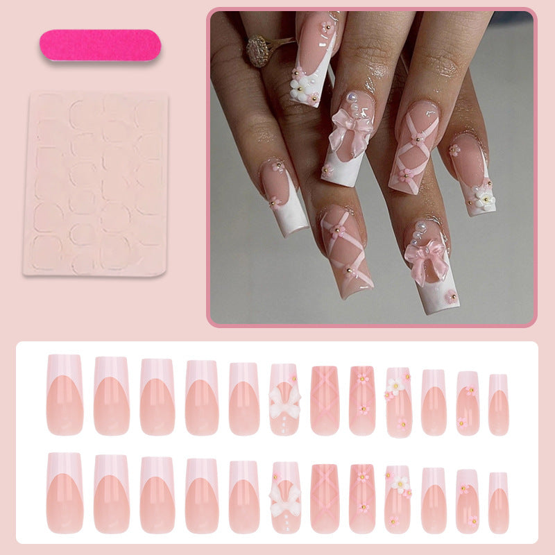 Acrylic Nail Set with Elegant Floral Decorations Kalsten