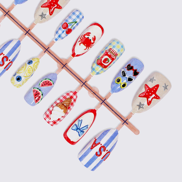 Artificial nail set with summery motifs Kalsten