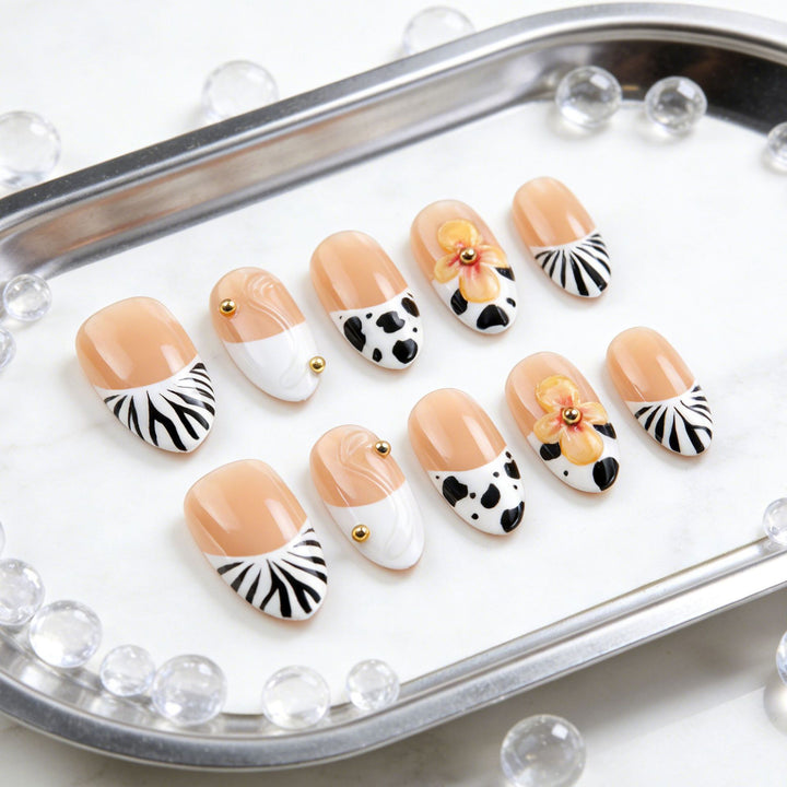 Unique Animal Print Press-On Nail Art Set