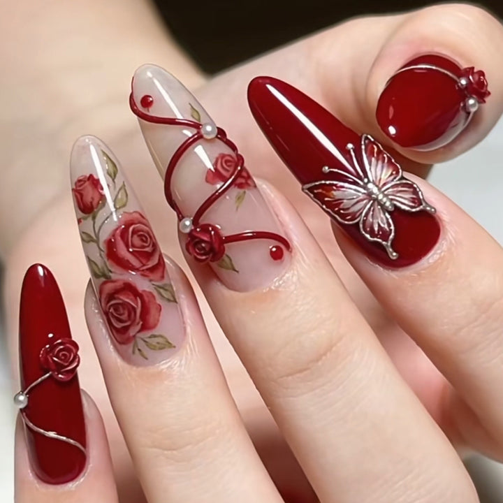 Romantic Floral Press-On Nail Set Kalsten