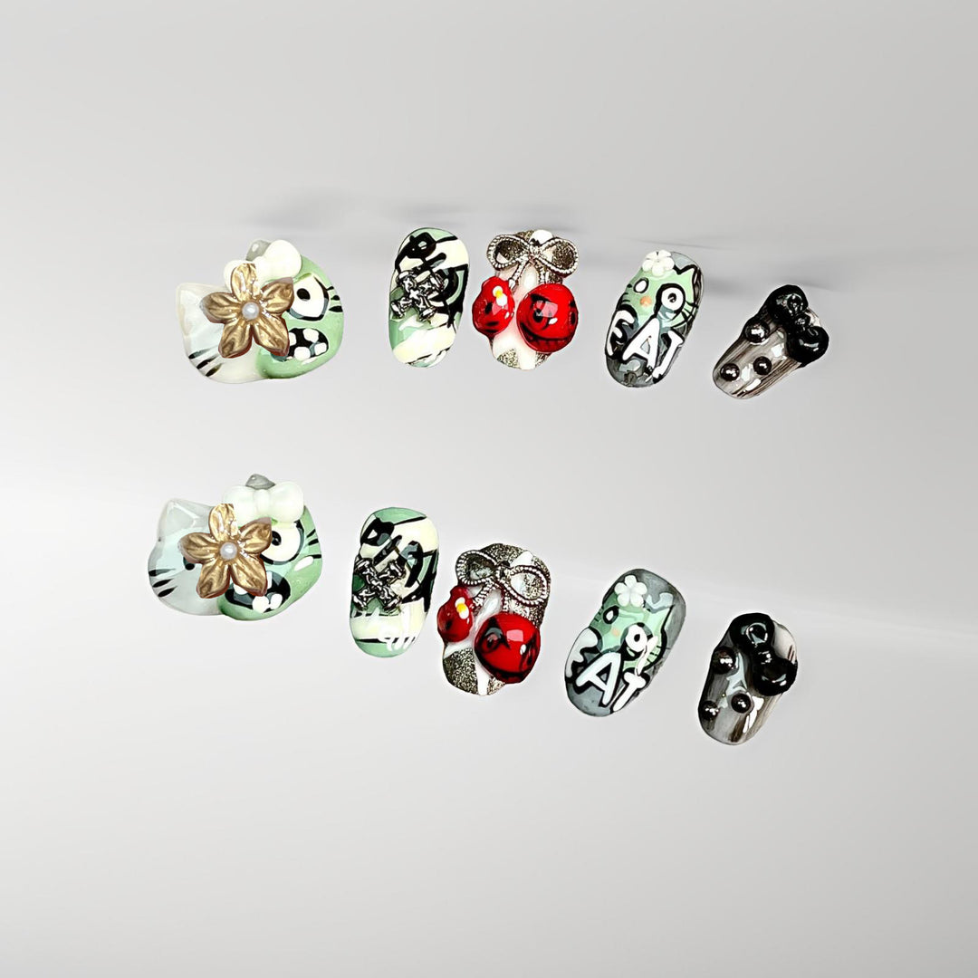 Playful Character Design Press-On Nail Art Set Kalsten