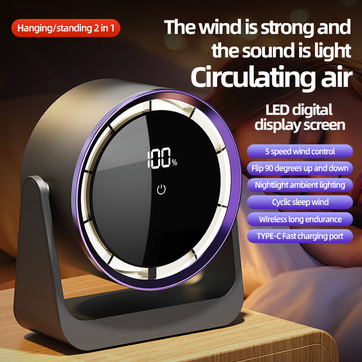 Unisex nan compact rechargeable bladeless desktop air circulator with LED battery display and tilt function Kalsten