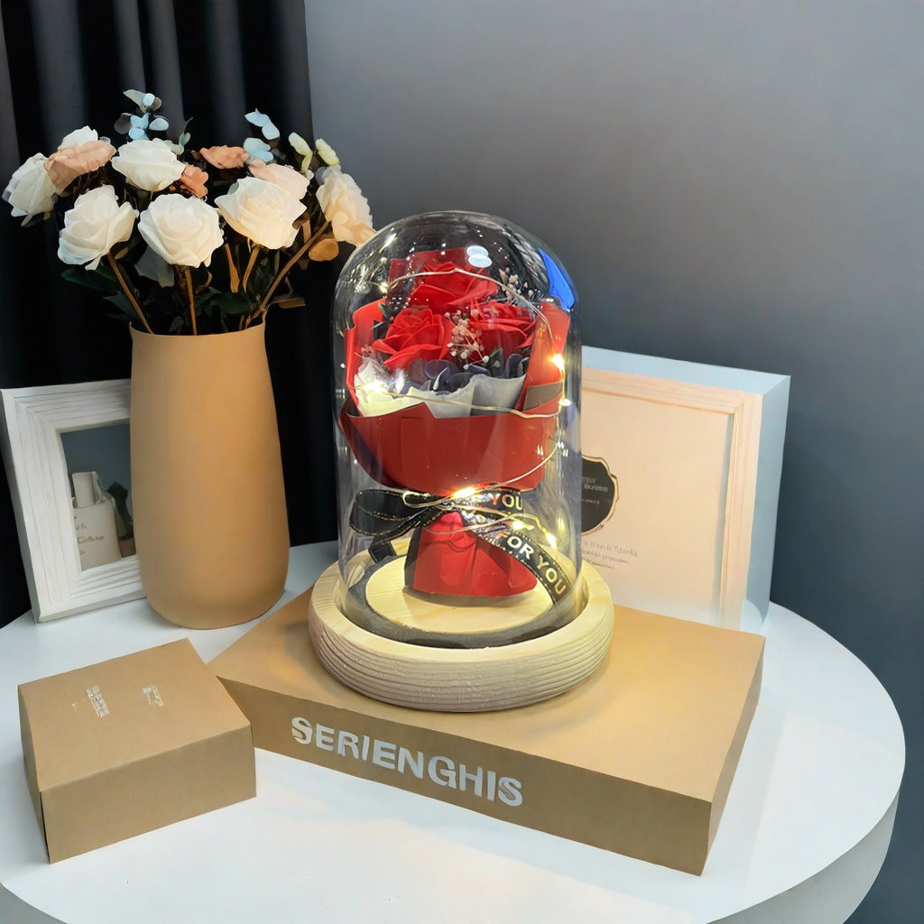 Preserved Floral Bouquet in Glass Dome