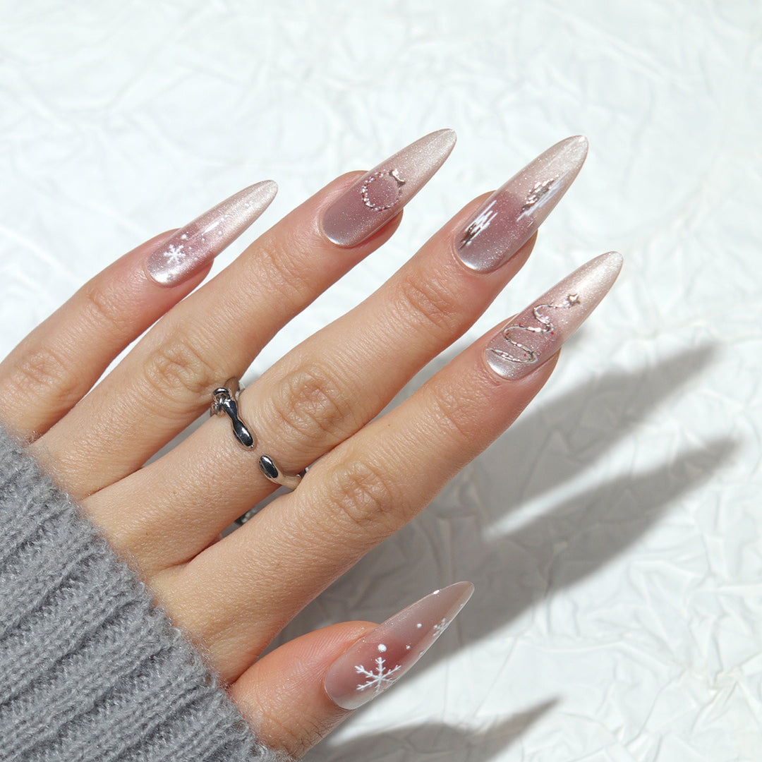 Premium Stiletto Press-On Nails with Elegant Frosted Design Kalsten