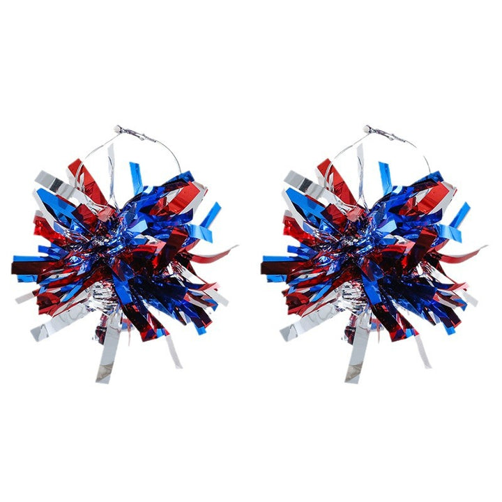 Unisex nan festive metallic tinsel pom pom hoop earrings Kalsten
