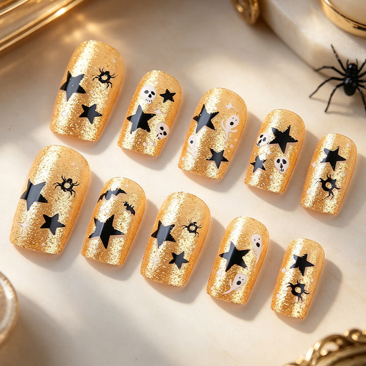 Halloween-Themed Glitter Nail Art Kalsten