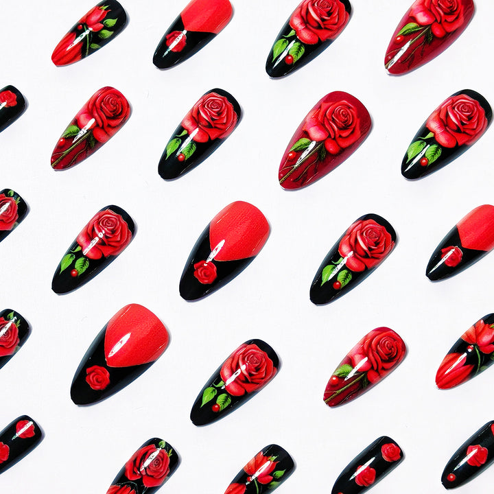Artifical nails with floral rose designs Kalsten