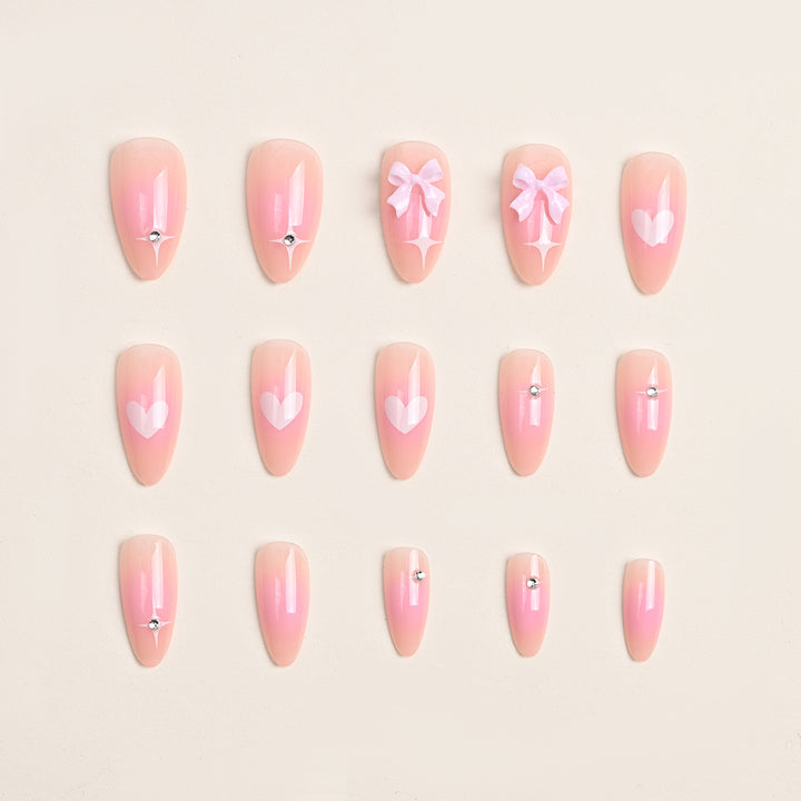 Artistic Heart and Bow Detail Press-On Nails Kalsten