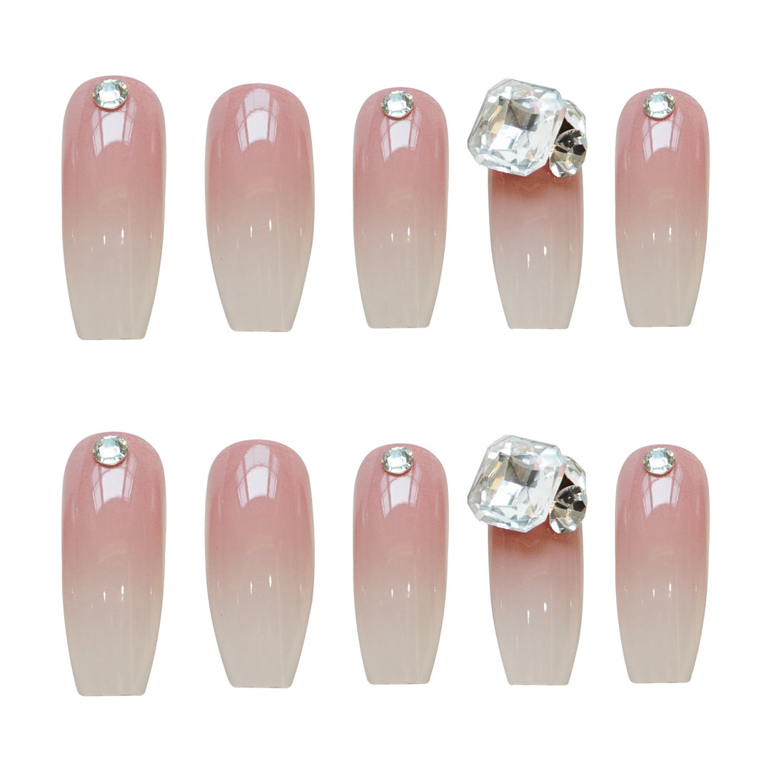 Glamorous Long Stiletto Press-On Nails with Rhinestone Accents