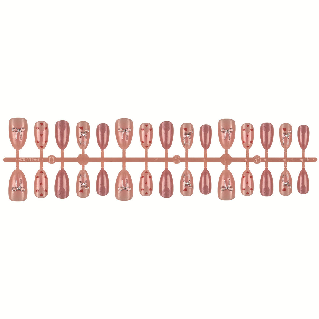 Decorative Heart-Themed Press-On Nail Set