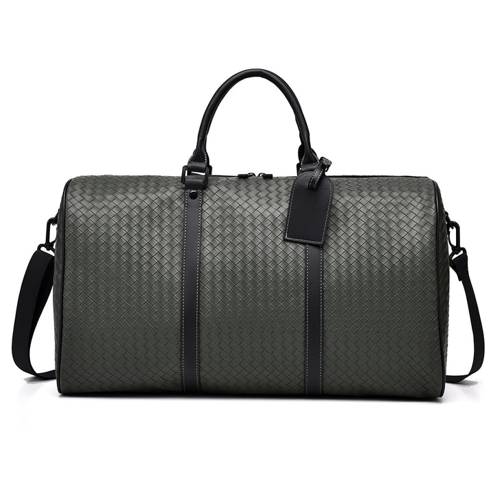 Woven Leather Weekend Travel Duffle Bag Kalsten