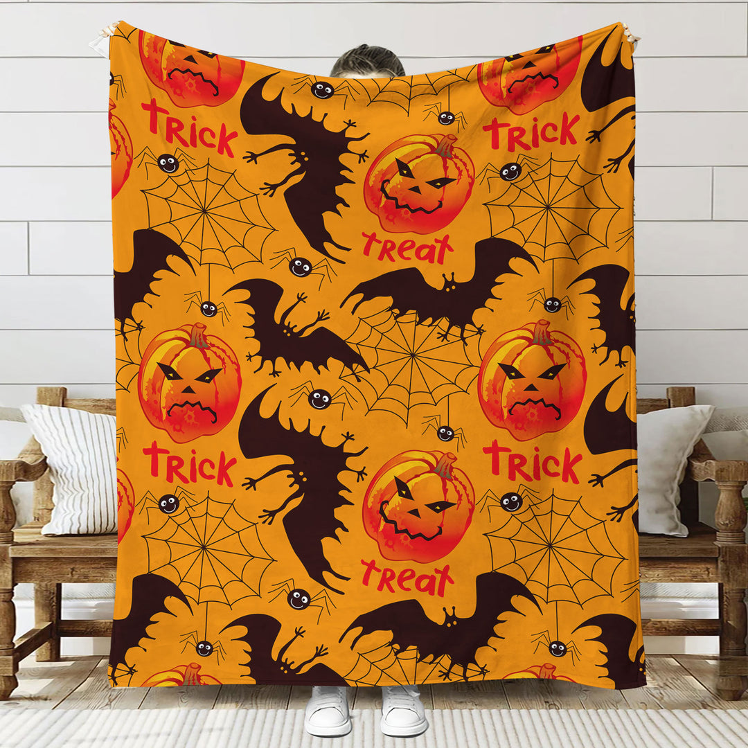 Fun-Themed Halloween Plush Throw Blanket