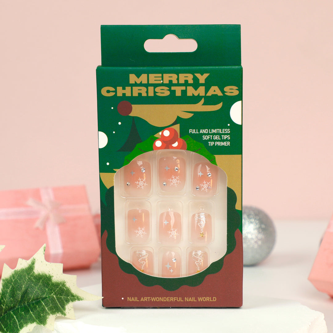 Artful Nail Extensions with Christmas Design Kalsten