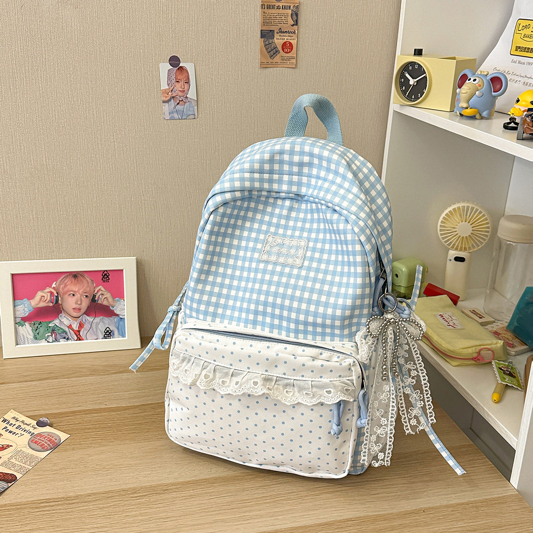 Stylish Gingham Patterned Backpack Kalsten