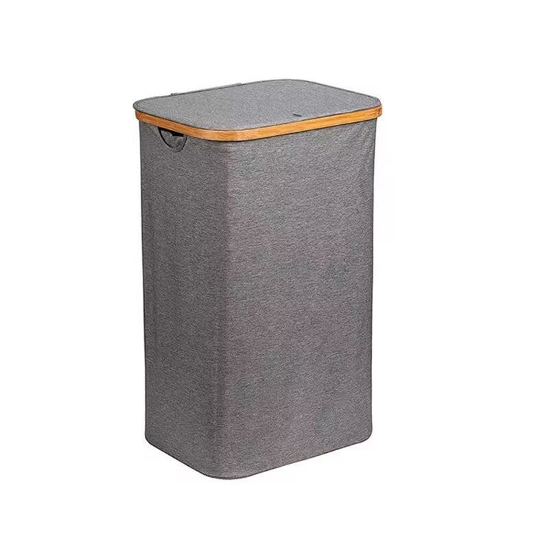 Practical laundry basket with breathable mesh and stylish bamboo lid Kalsten