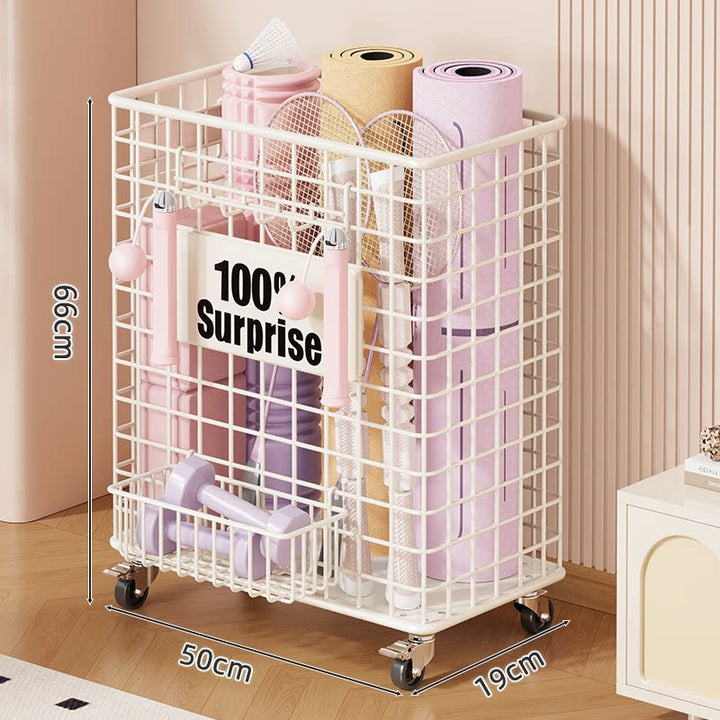 Vertical Rolling Mesh Storage Cart with Locking Casters and Front Access Basket