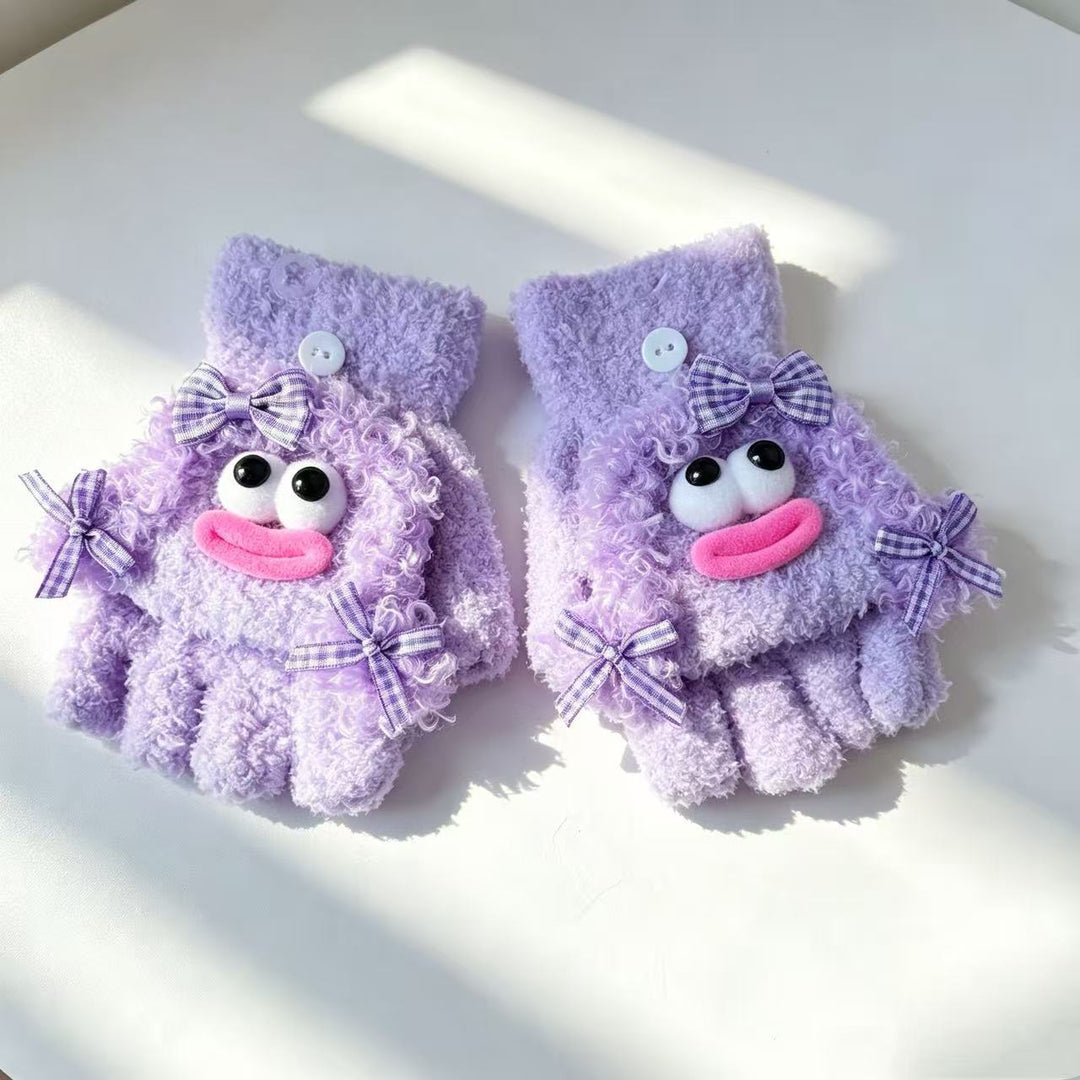 Cute Plush Character Fingerless Gloves Kalsten