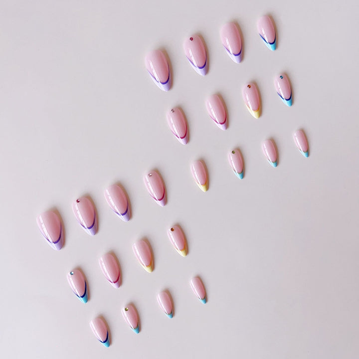 Nail extension set with elegant gradient and 3D accents Kalsten