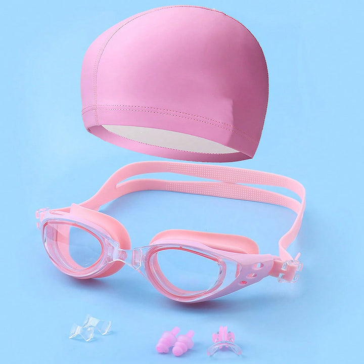 Goggles set with ergonomic swim cap and earplugs Kalsten