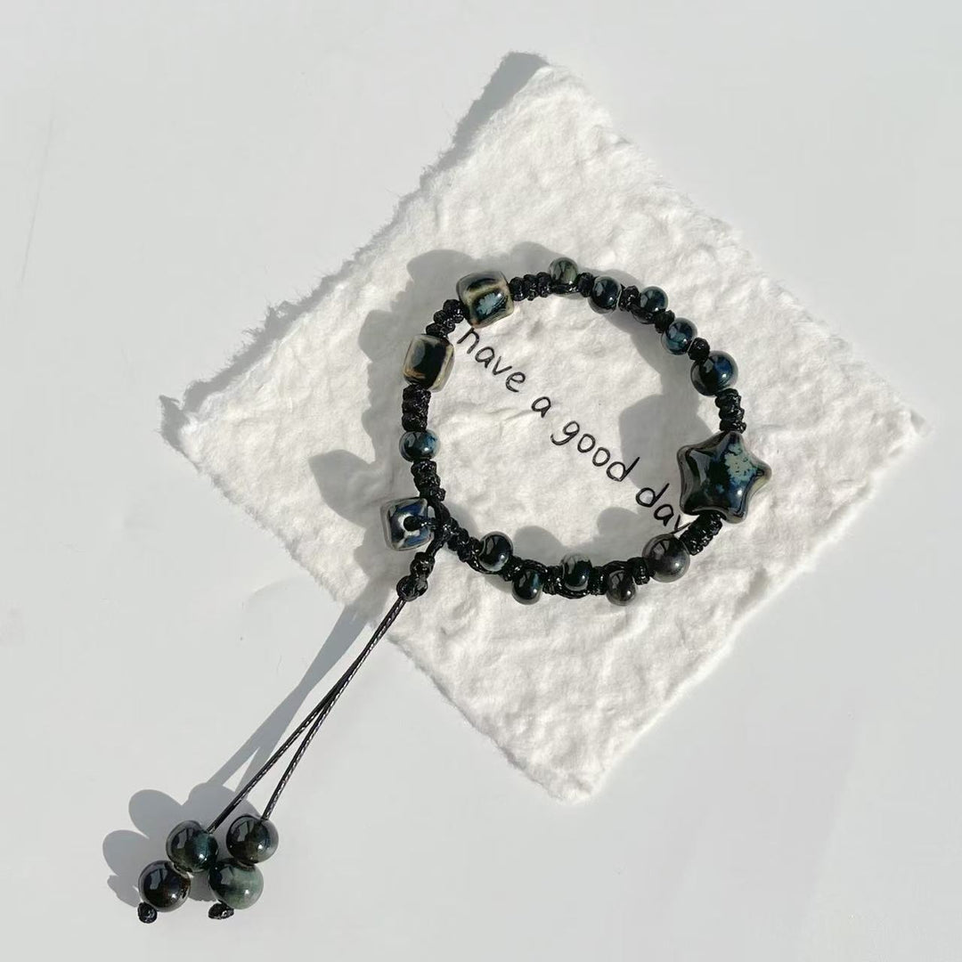 Adjustable Star and Bead Charm Bracelet Kalsten