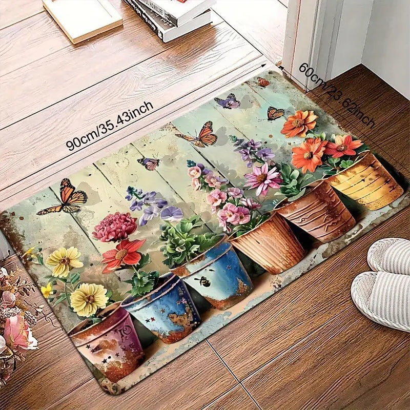 Floral Patterned Welcome Mat Kalsten