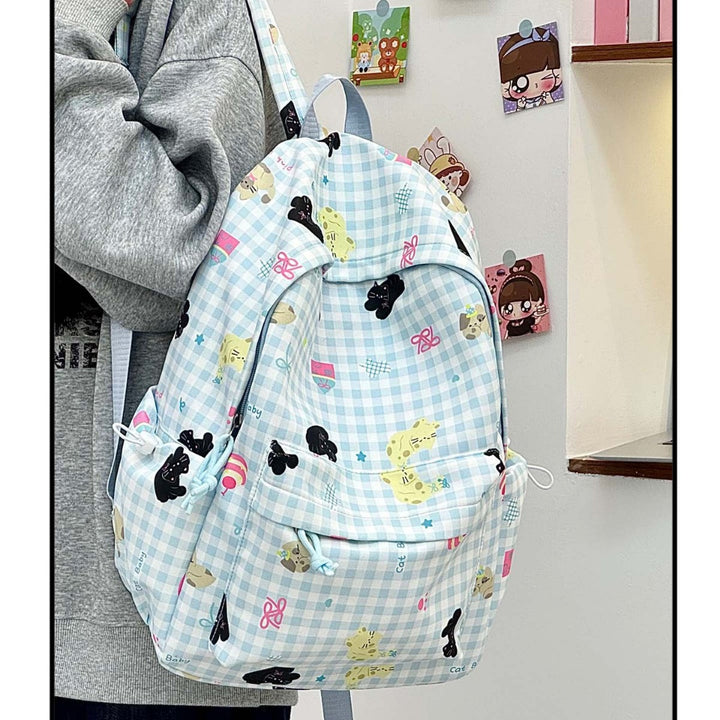 Backpack with Creative Checkered Pattern and Playful Appliqués Kalsten