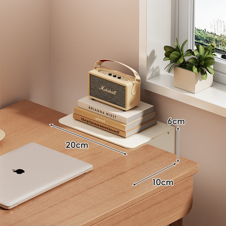 Slim Floating Wall-Mounted Desk Shelf Monitor Riser with Sleek Tempered Glass Surface