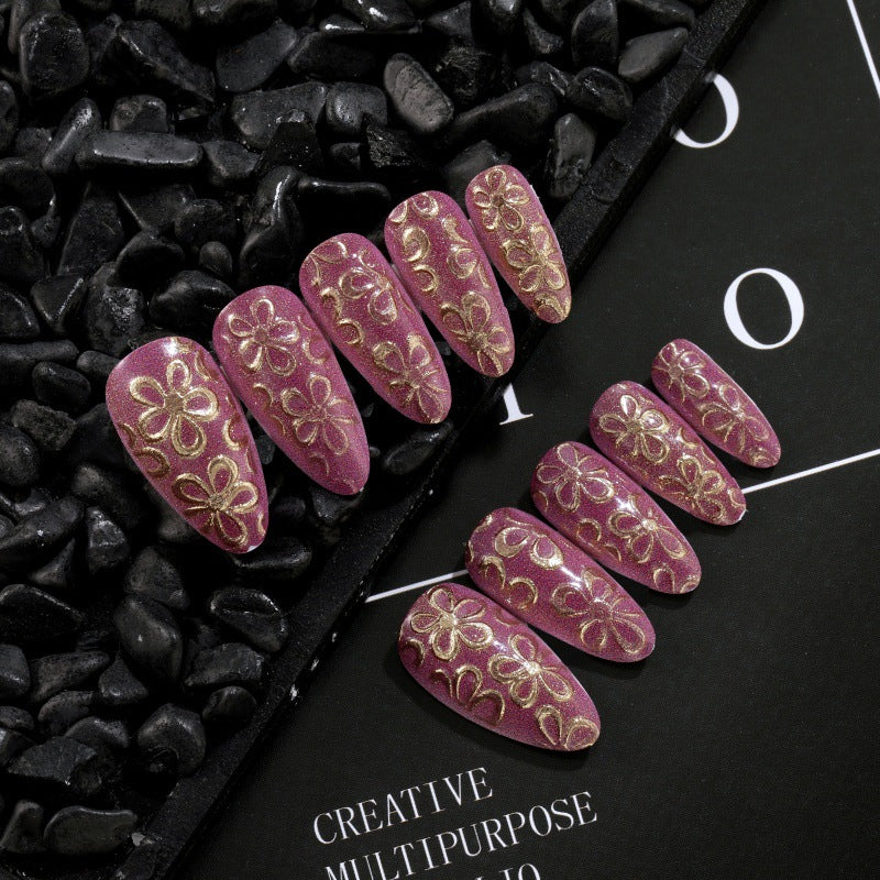 Glittering artificial nails with floral patterns Kalsten