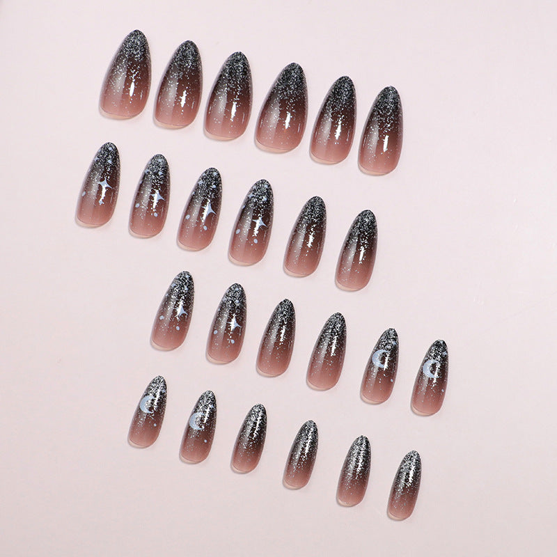 Artistic Ombre Press-On Nail Set with Celestial Design Kalsten
