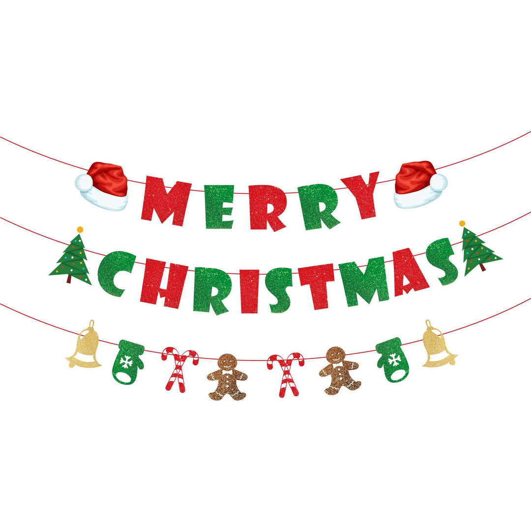 Festive Christmas garland with sparkling letters