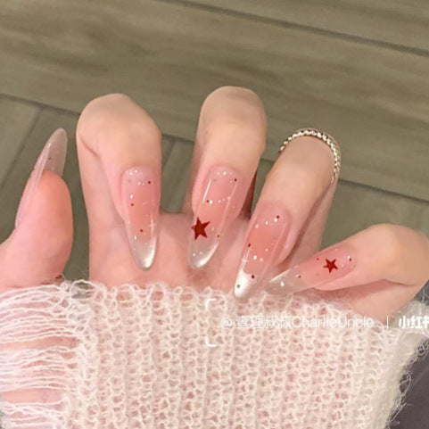 Glamorous Star-Accented French Tip Press-On Nails Kalsten