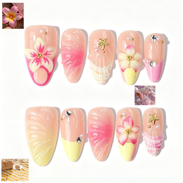 Decorative Floral Press-On Nail Tips Kalsten