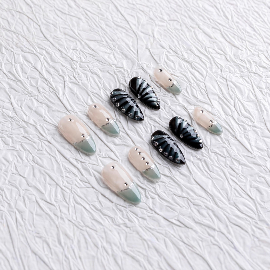 Stylish Press-On Nail Set with Unique Textures