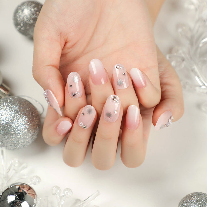 Artful Nail Extensions with Glitter and Rhinestone Embellishments Kalsten