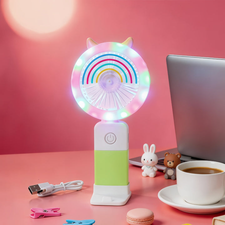 Women's Portable LED Hand Fan with Creative Light Effects Kalsten
